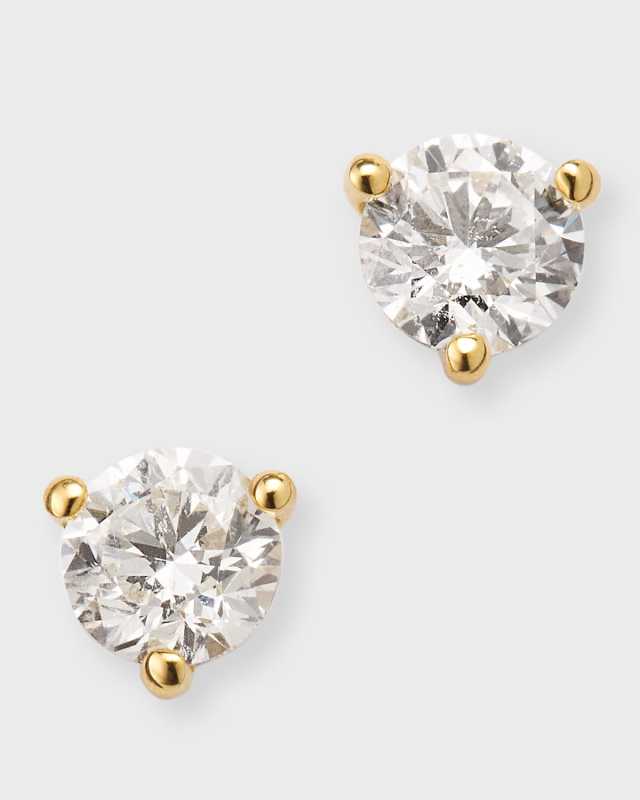 18K Yellow Gold Martini Diamond Stud Earrings, 0.85tcw